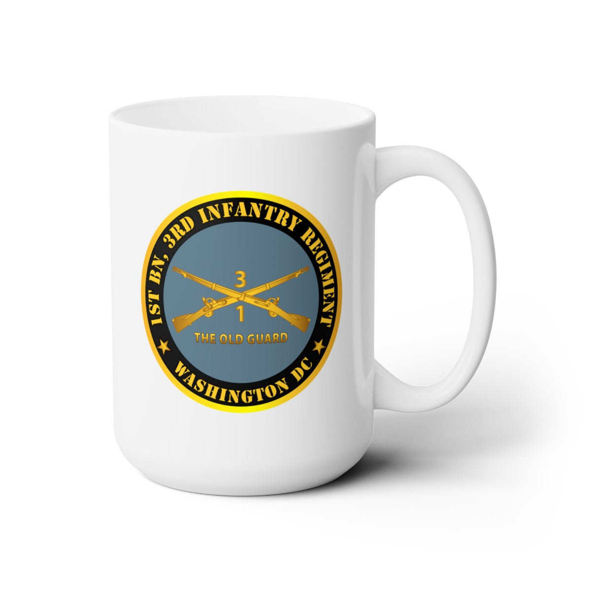White Ceramic Mug 15oz - Army - 1st Bn 3rd Infantry Regiment - Washington DC - The Old Guard w Inf Branch