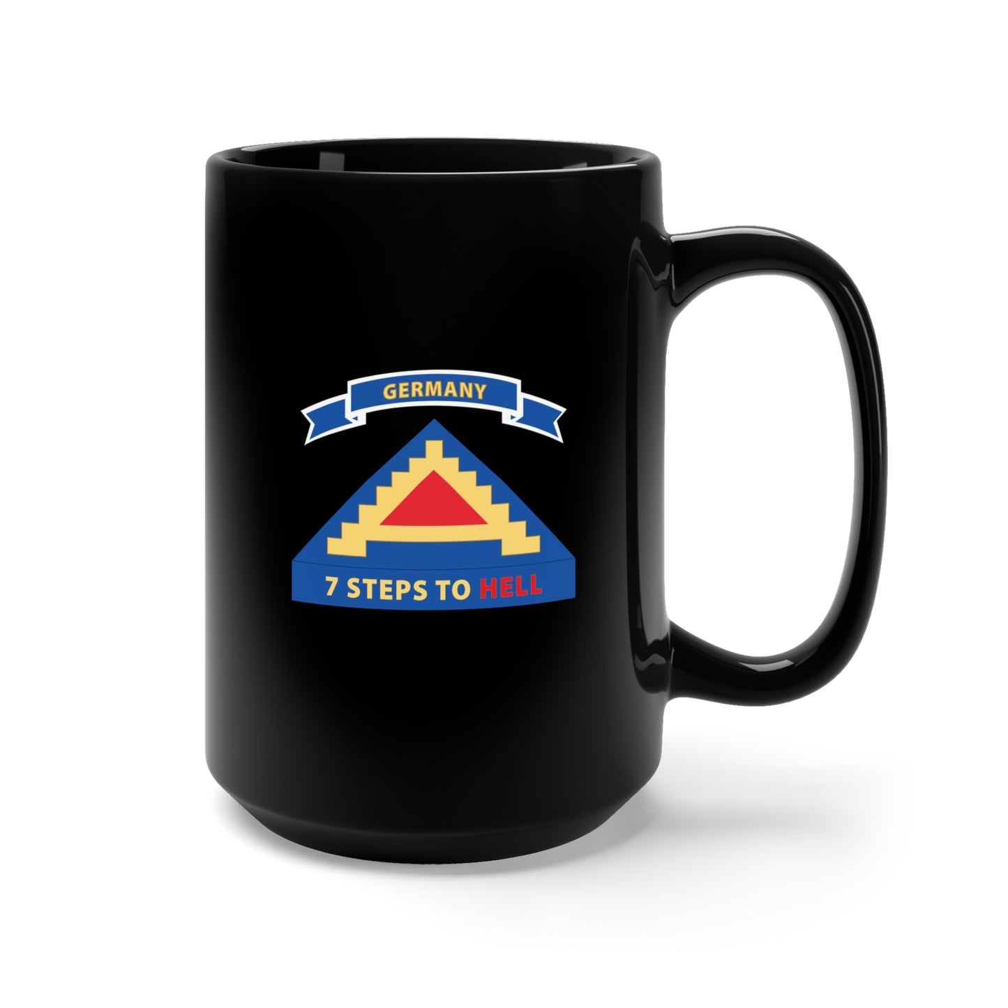 Black Mug 15oz - Army - 7th United States Army w 7 Steps Hell w Scroll X 300