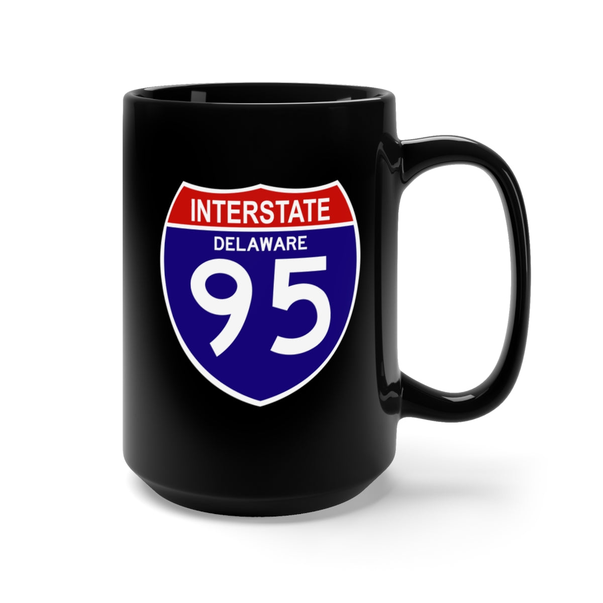 Black Mug 15oz - Govt - Interstate 95 - Delaware