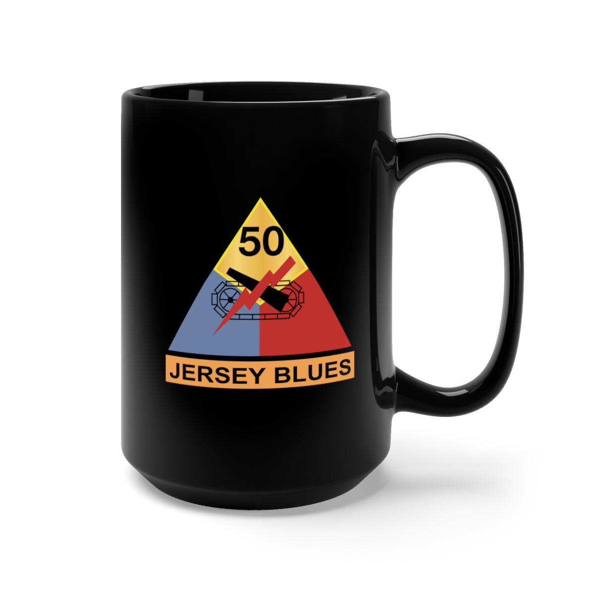 Black Mug 15oz - Army - 50th Armored Division - Jersey Blues wo Txt X 300