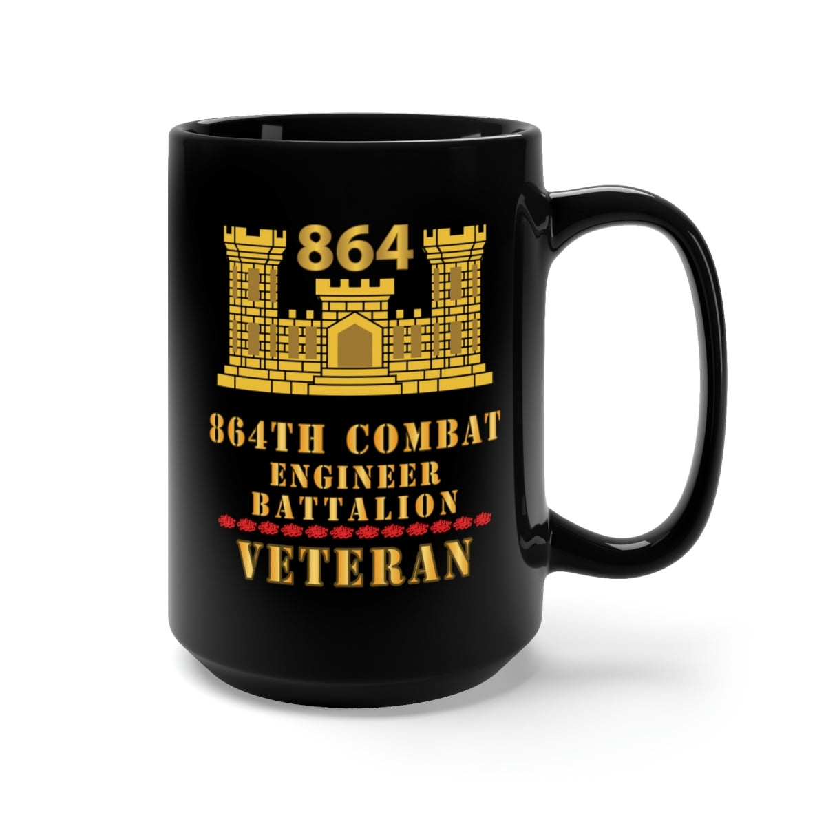 Black Mug 15oz - 864th Engineer Battalion - ENG Branch - Veteran X 300