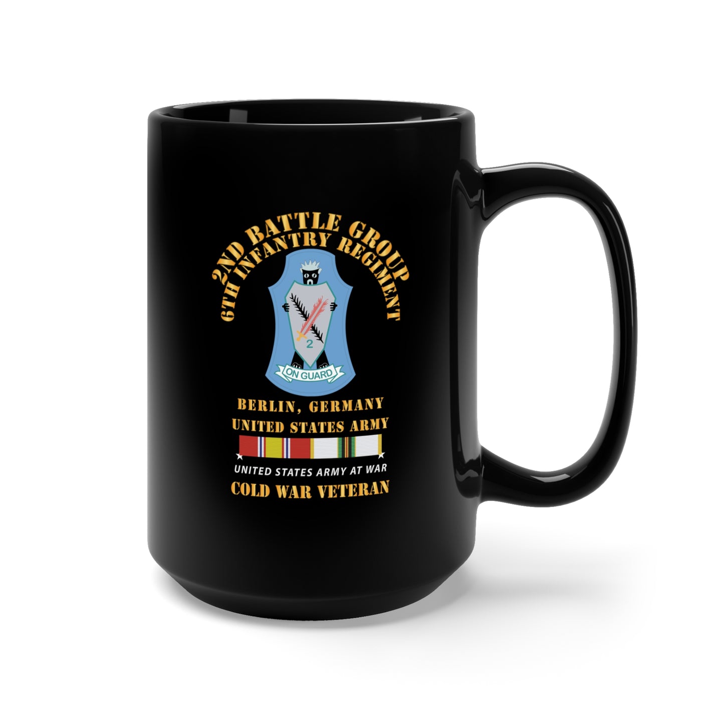 Black Mug 15oz - 2nd Battlegroup - 6th Infantry Regt - Berlin Bde, Germany - COLD SVC X 300