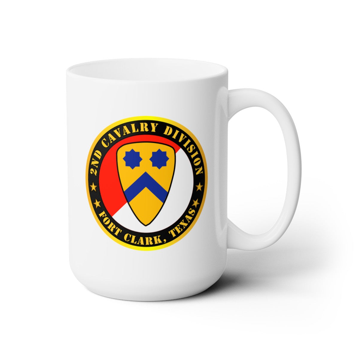 White Ceramic Mug 15oz - Army - 2nd Cavalry Division - Fort Clark TX