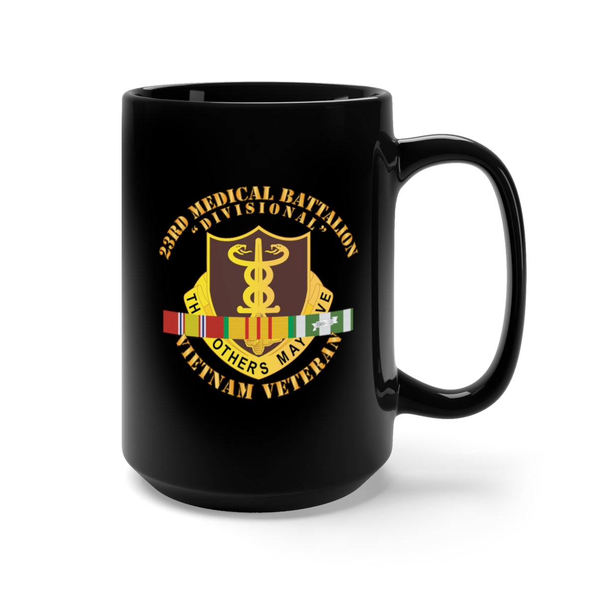 Black Mug 15oz - 23rd Medical Battalion w SVC Ribbon wo DS X300