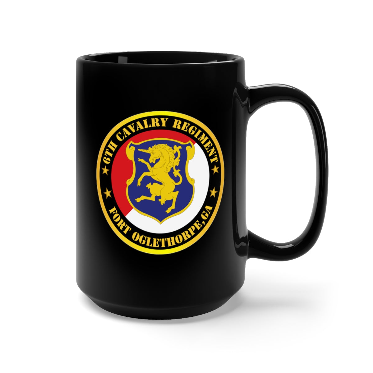 Black Mug 15oz - Army - 6th Cavalry Regiment - Fort Oglethorpe, GA