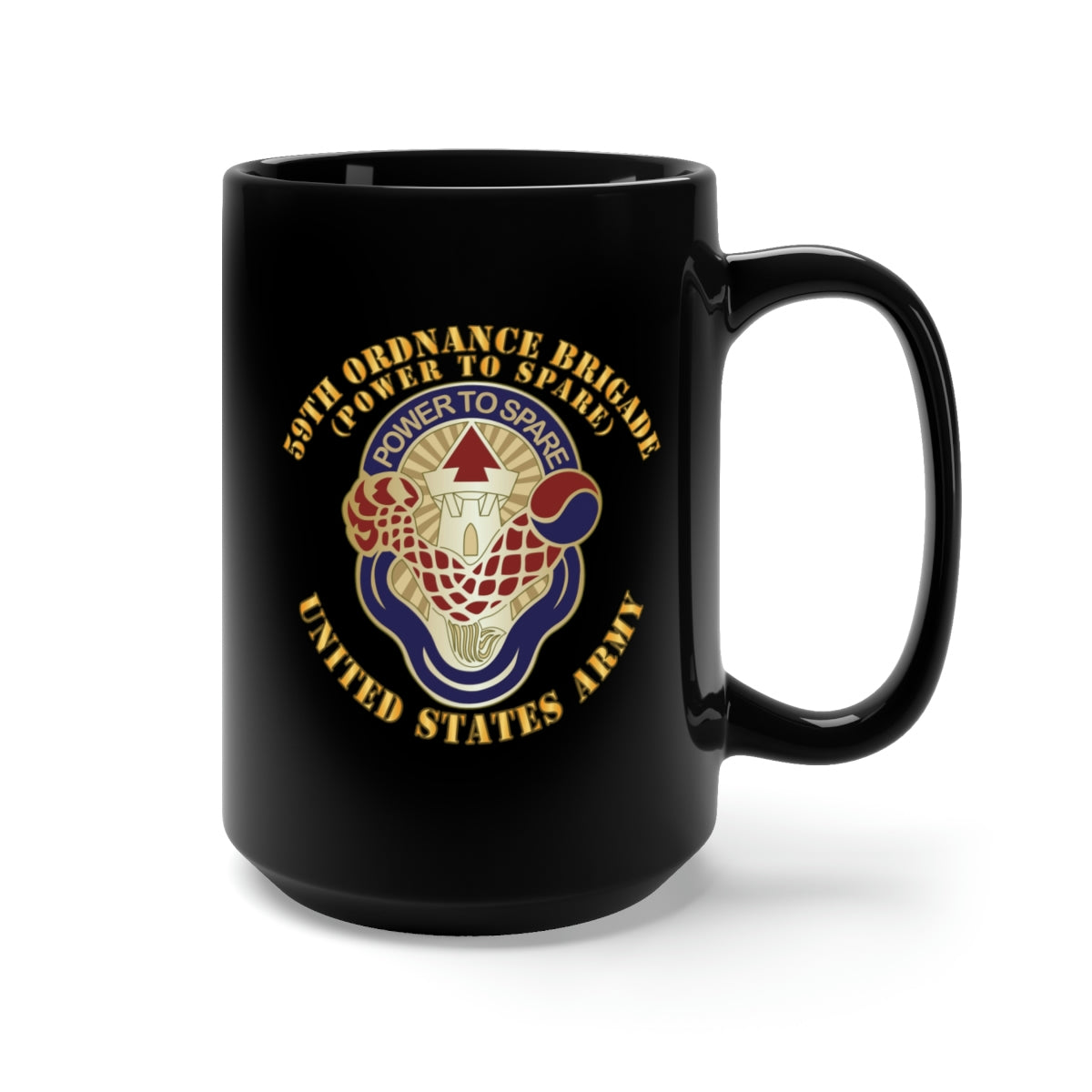 Black Mug 15oz - Army - 59th Ordnance Brigade - DUI - Power to Spare X 300