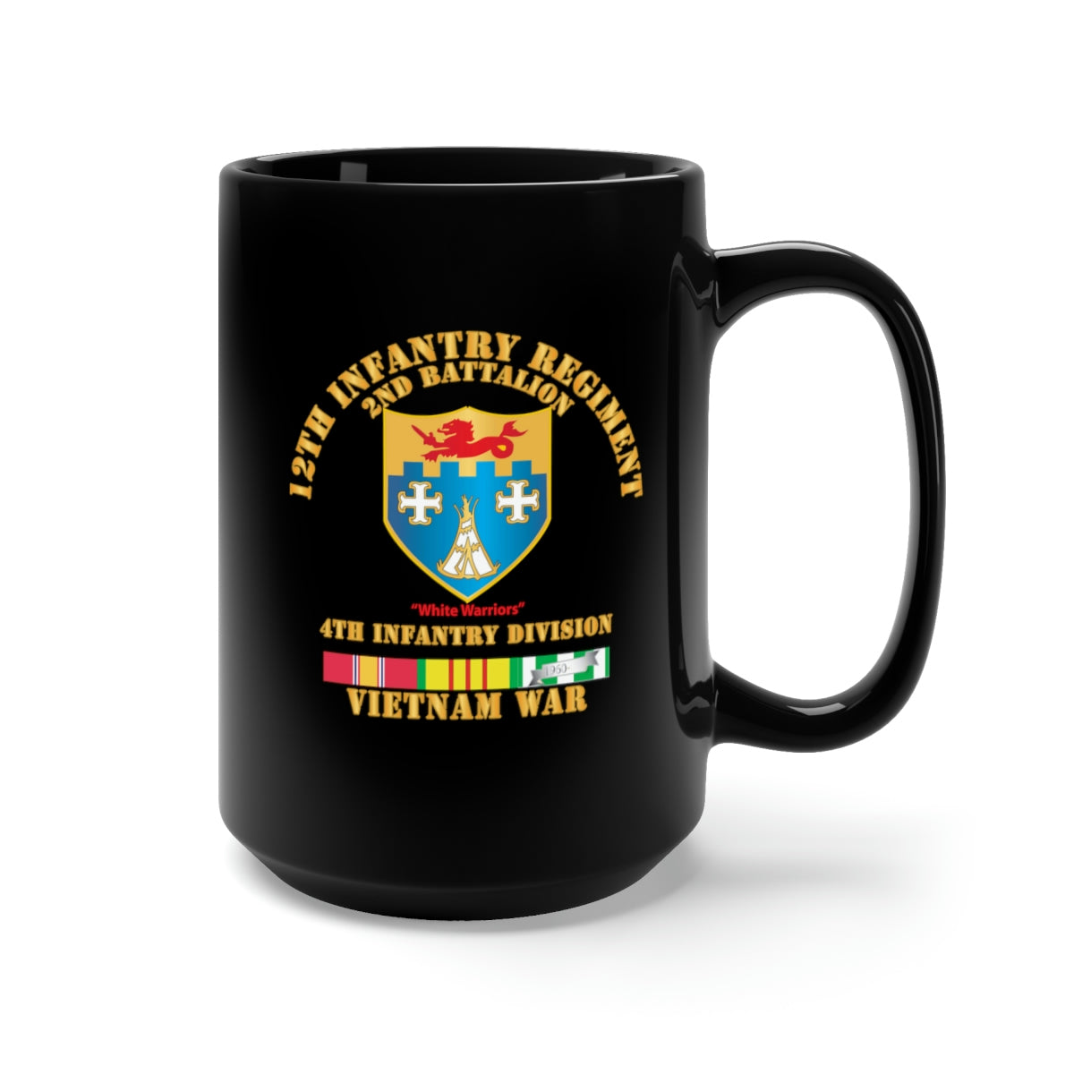 Black Mug 15oz - Army - 2nd Bn 12th Inf w VN Svc Ribbons X 300