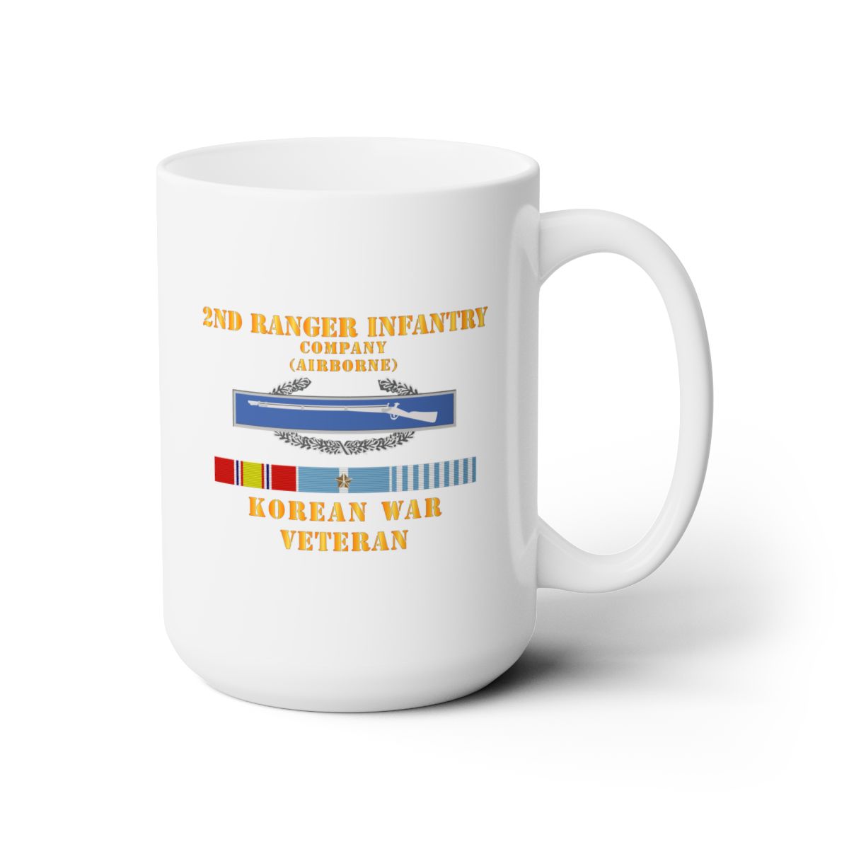 White Ceramic Mug 15oz - 2nd Ranger Infantry Company (Airborne) w CIB w KOREA SVC x 300