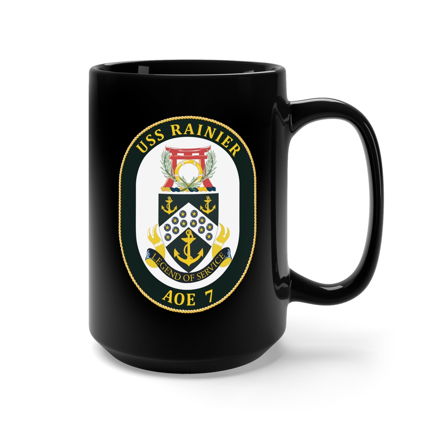 Black Mug 15oz - USNS Rainier (AOE-7) X 300