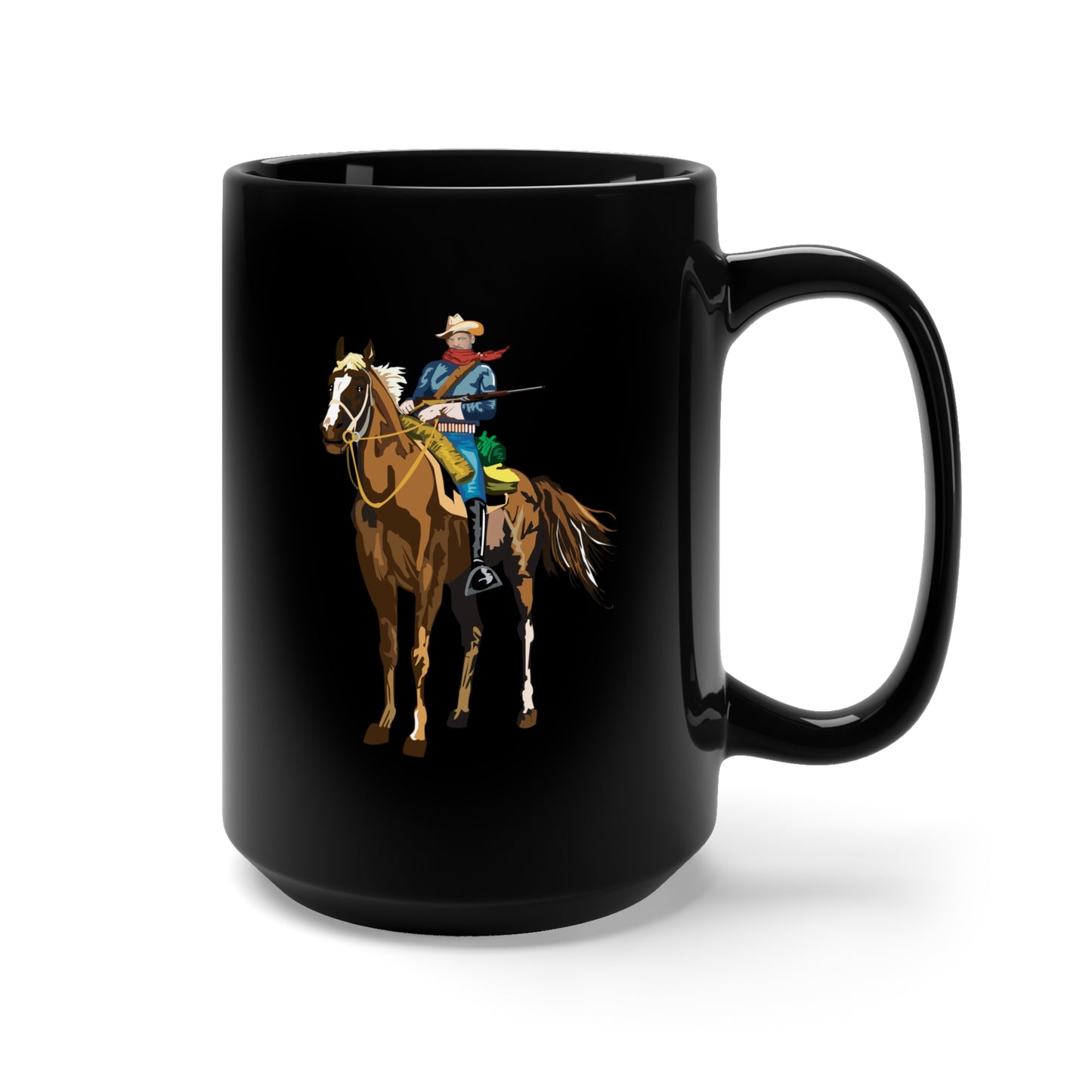 Black Mug 15oz - Cavalryman - Buffalo Soldier X 300
