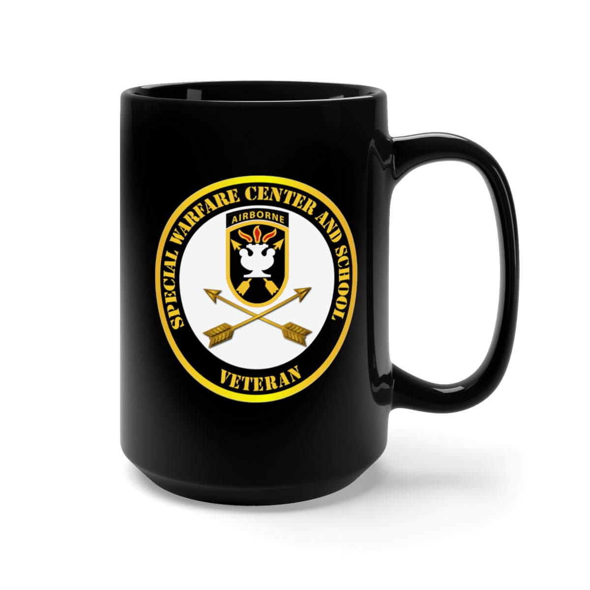 Black Mug 15oz - JFK Special Warfare Center - School SSI - Veteran
