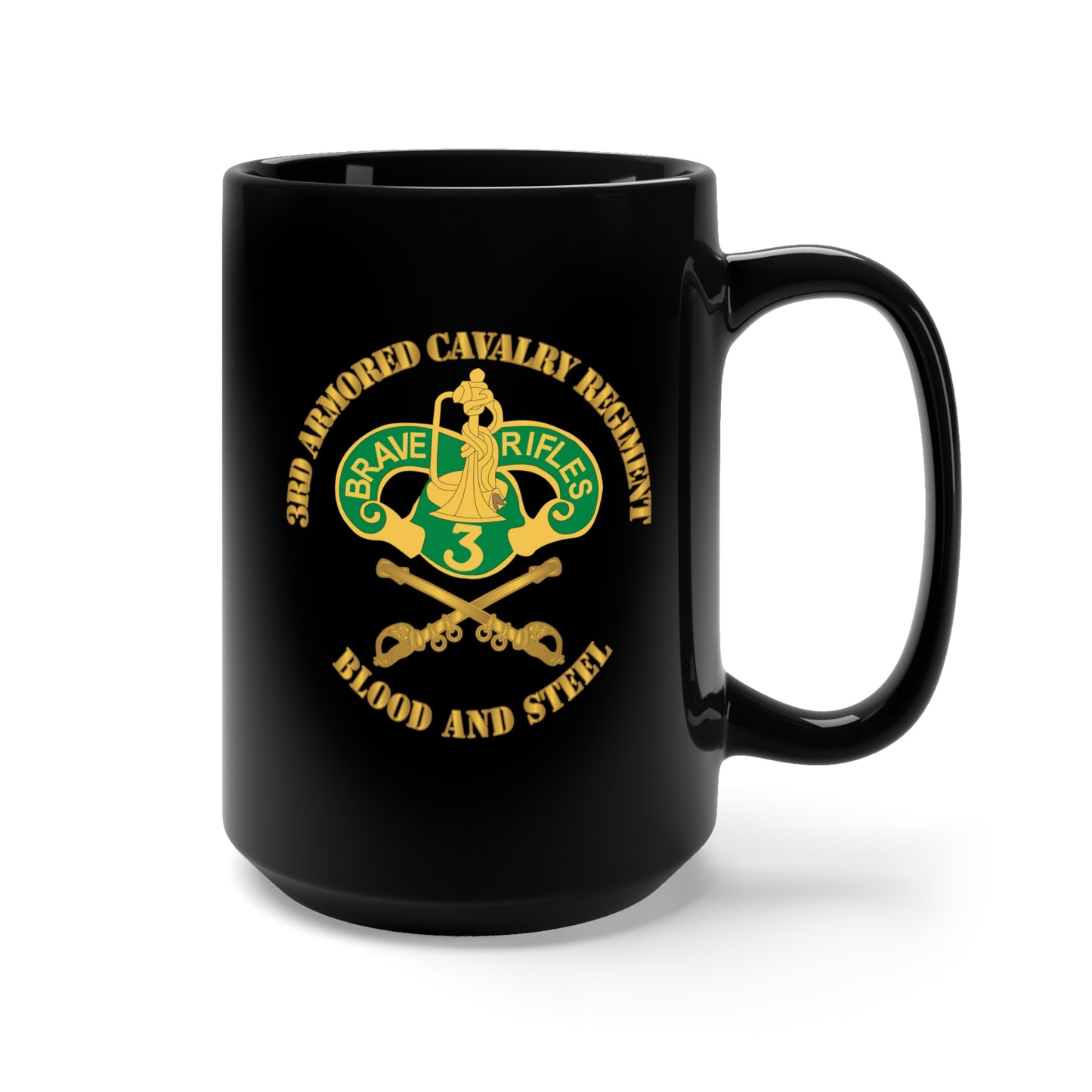 Black Mug 15oz - Army - 3rd Armored Cavalry Regiment DUI - Blood and Steel X 300