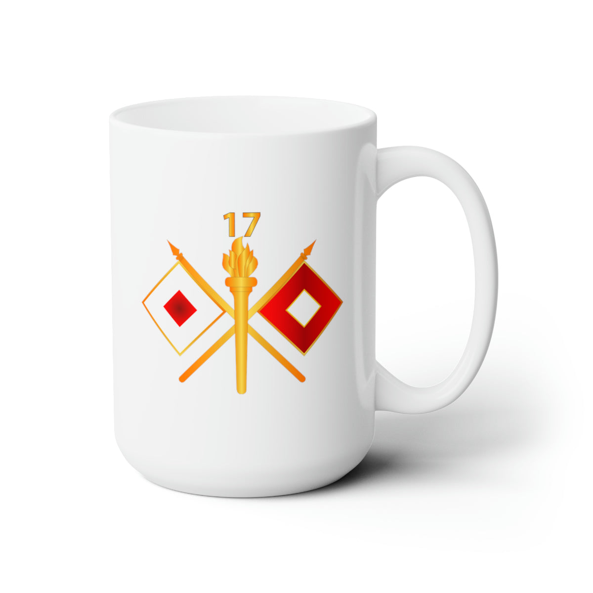 White Ceramic Mug 15oz - Army - 17th Signal Battalion w Unit Number - Branch wo Txt
