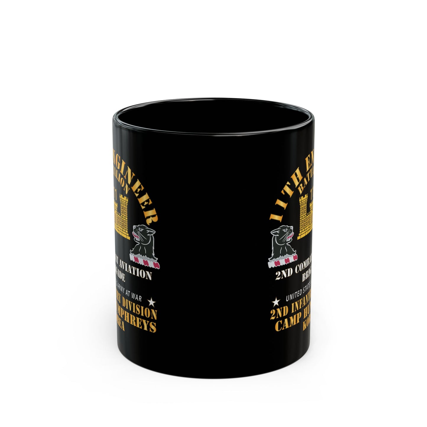 Black Mug 15oz - 11th Engineer Battalion - Camp Humphries 2nd Infantry Division - Korea