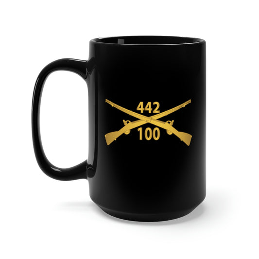 Black Mug 15oz - 100th Infantry Battalion, 442nd Infantry Regiment - wo Txt w Br X 300