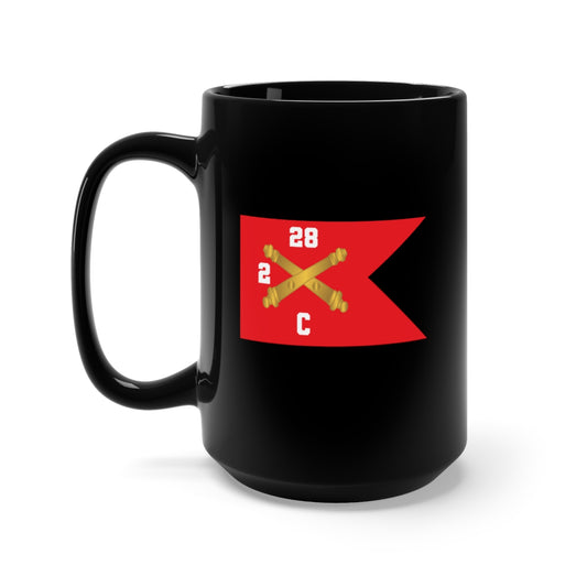 Black Mug 15oz - C Brty, 2nd Battalion 28th Field Artillery Regiment - Red Wing Guidon X 300
