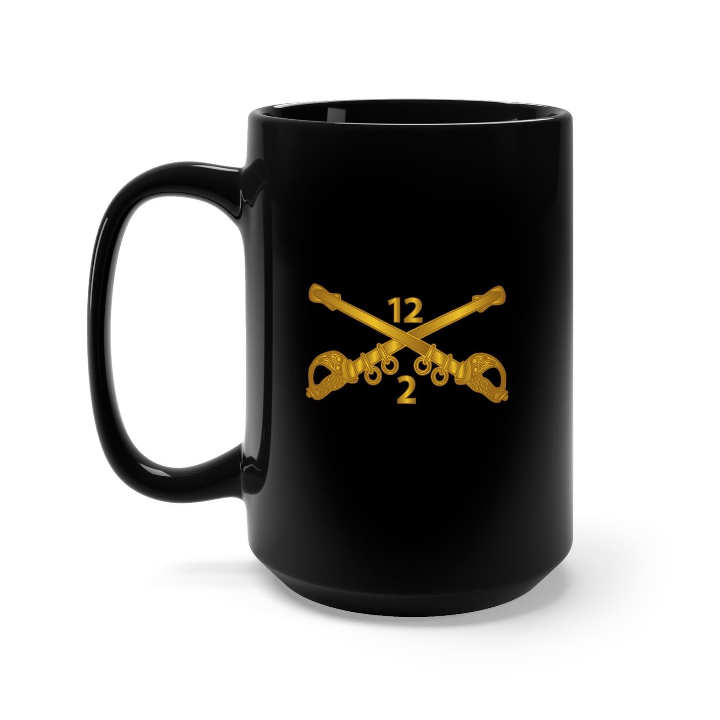 Black Mug 15oz - Army - 2nd Battalion - 12th Cavalry Branch wo Txt