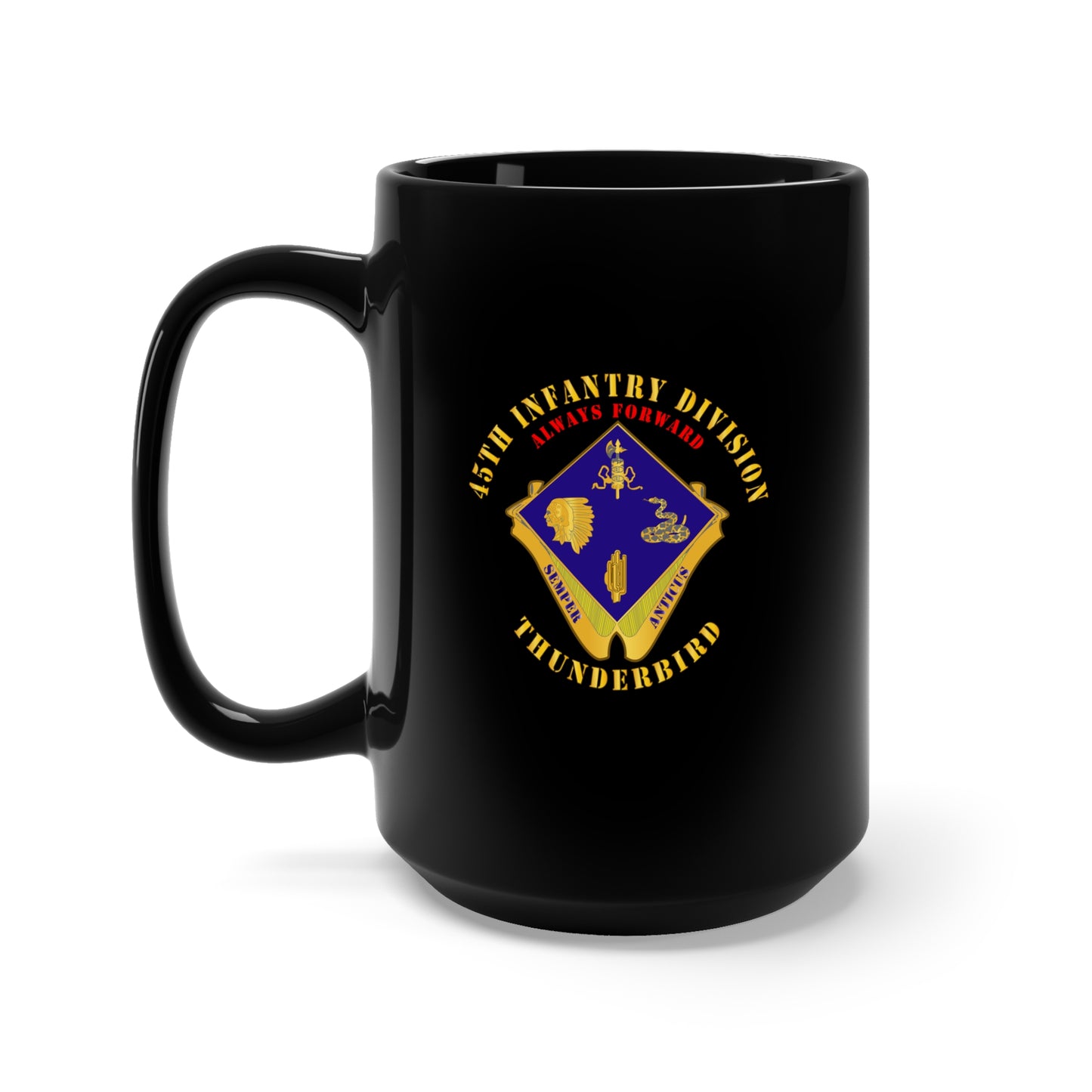 Black Mug 15oz - Army - 45th Infantry Division - DUI - wo DS