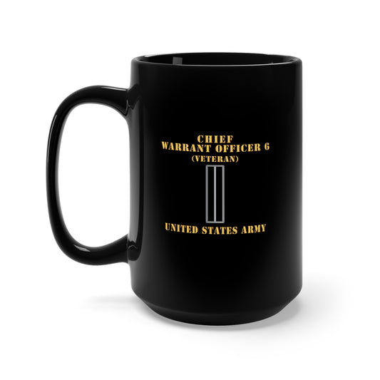 Black Mug 15oz - Army - Chief Warrant Officer 6 - CW06 - Veteran - Flat - X 300