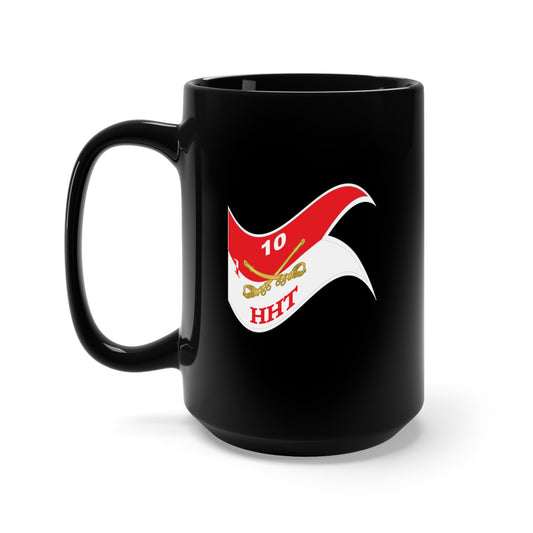 Black Mug 15oz - Army - HHT -  1st Squadron - 10th Cavalry Guidon - Waving X 300'