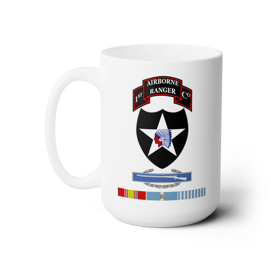 White Ceramic Mug 15oz - 1st Ranger Infantry Co - 2nd ID SSI w CIB KOREA SVC X 300