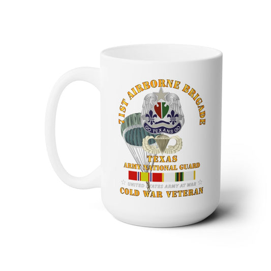 White Ceramic Mug 15oz - Army - 1st Airborne Brigade - TXARNG - Cold War Veteran w COLD SVC  X 300