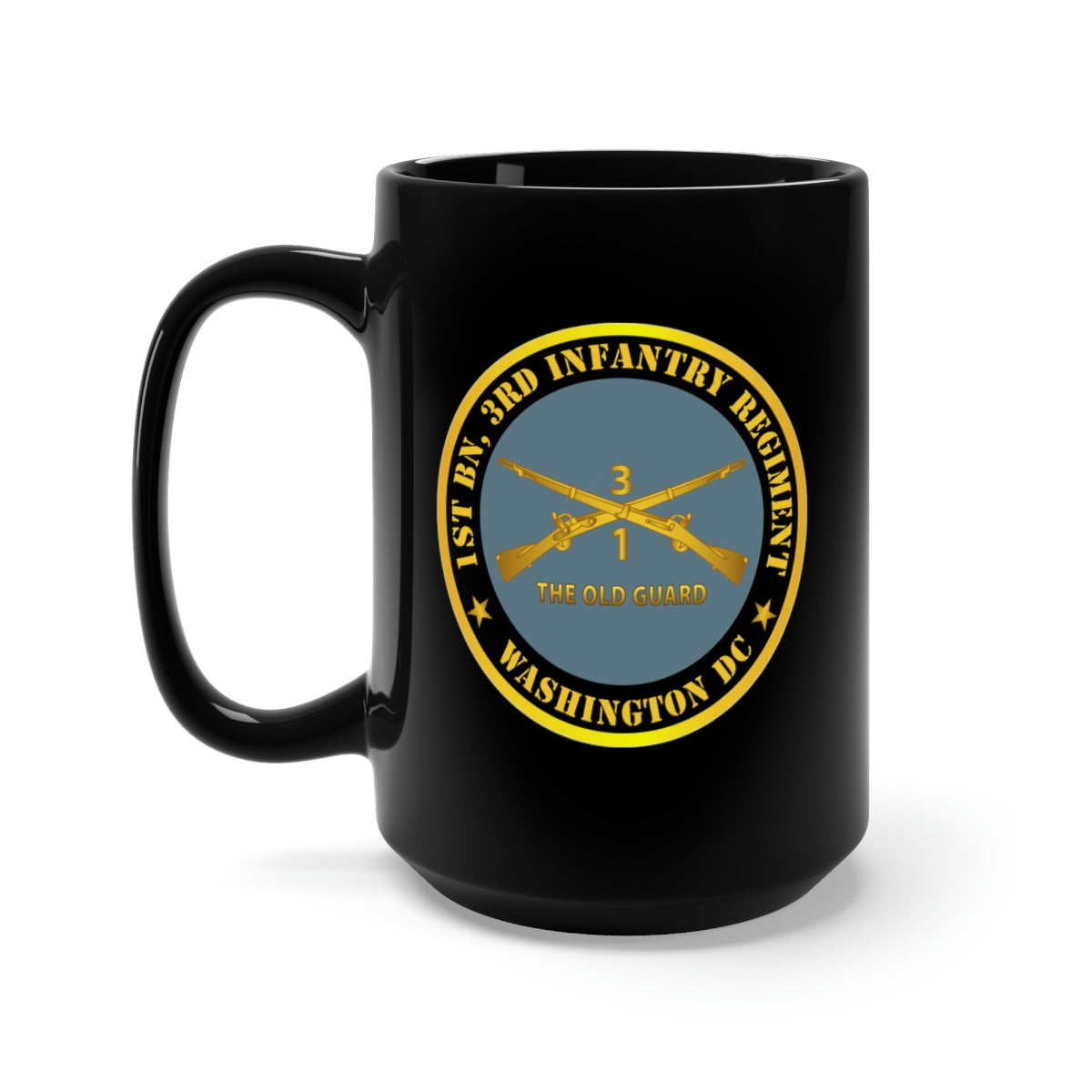Black Mug 15oz - 1st Bn 3rd Infantry Regiment - Washington DC - The Old Guard w Inf Branch