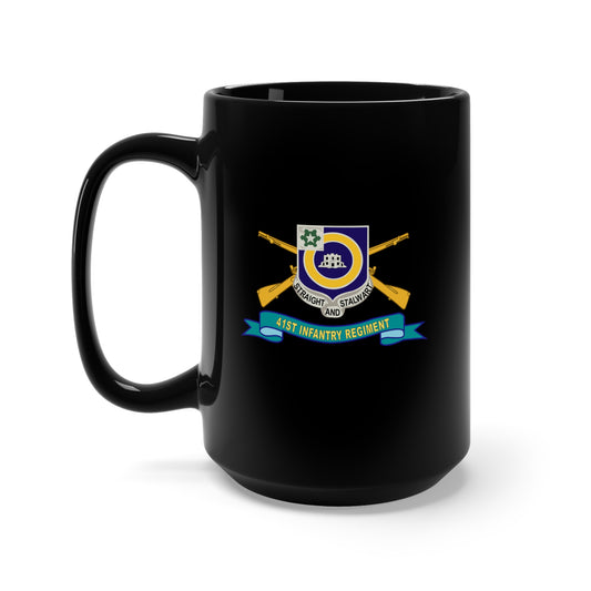 Black Mug 15oz - 41st Infantry Regiment w Br - Ribbon X 300