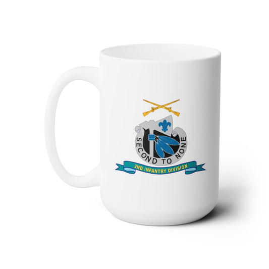 White Ceramic Mug 15oz - Army - 2nd Infantry Division - w Br - Ribbon