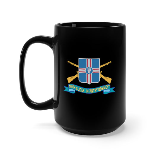 Black Mug 15oz - Army - 190th Glider Infantry Regiment w Br - DUI - Ribbon X 300