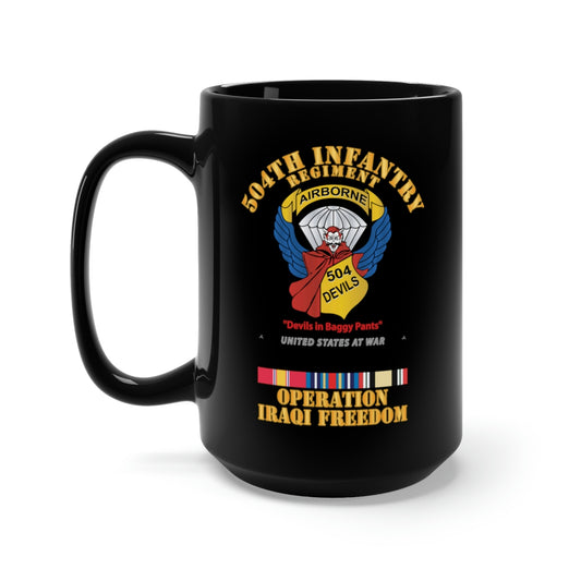Black Mug 15oz - Army - 504th Infantry Regiment - Devils - OIF X 300