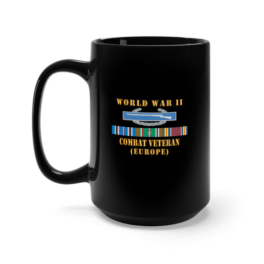 Black Mug 15oz - Army -  World War II SVC Bar  w CIB - Combat Veteran - Europe X 300
