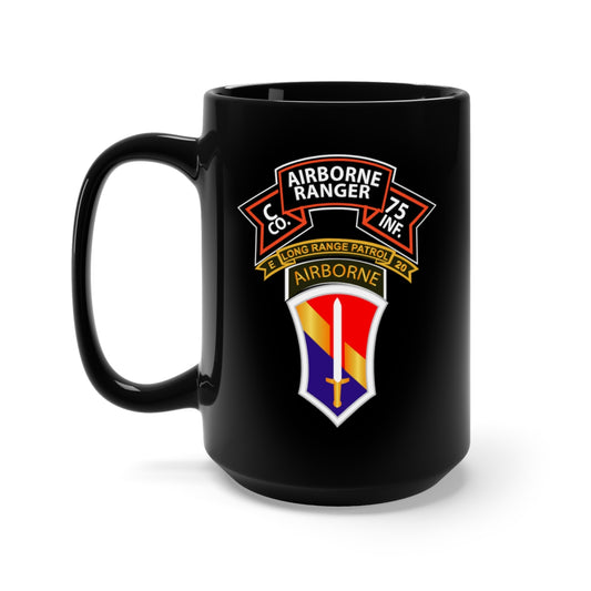 Black Mug 15oz - SSI - Vietnam - C Co 75th Ranger - 1st FF - E-20 Inf wo Ds