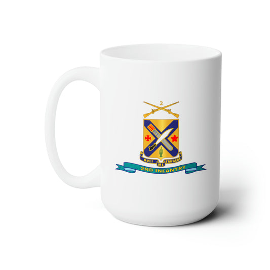 White Ceramic Mug 15oz - Army - 2nd Infantry Regiment  w Br - Ribbon