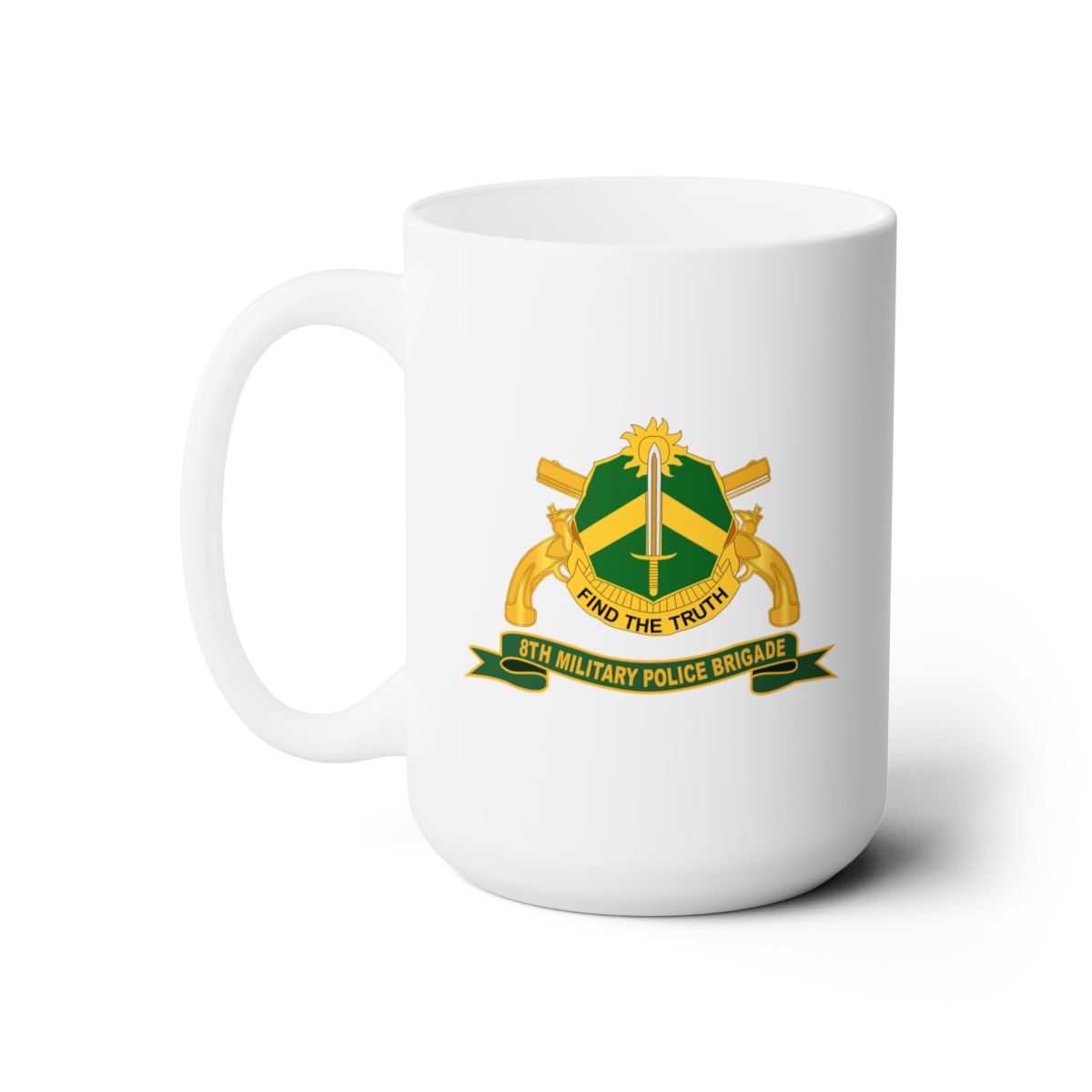 White Ceramic Mug 15oz - Army - 8th Military Police Brigade w Br - Ribbon