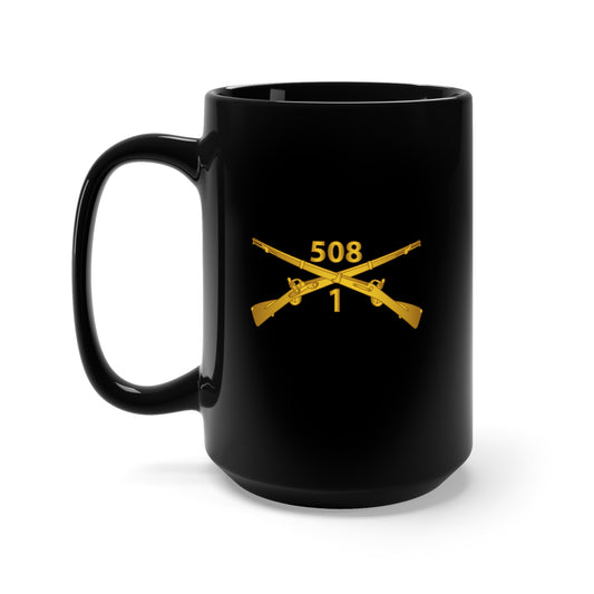 Black Mug 15oz - Army -  1st Bn, 508th Infantry Regiment Branch wo Txt X 300