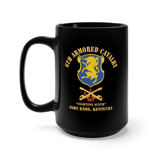 Black Mug 15oz - Army - 6th ACR w Cav Br Ft Knox Kentucky - Red Txt X 300