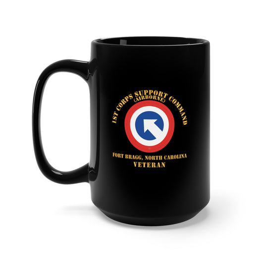 Black Mug 15oz - Army - 1st Corps Support Command (COSCOM)  - FBNC - Veteran X 300