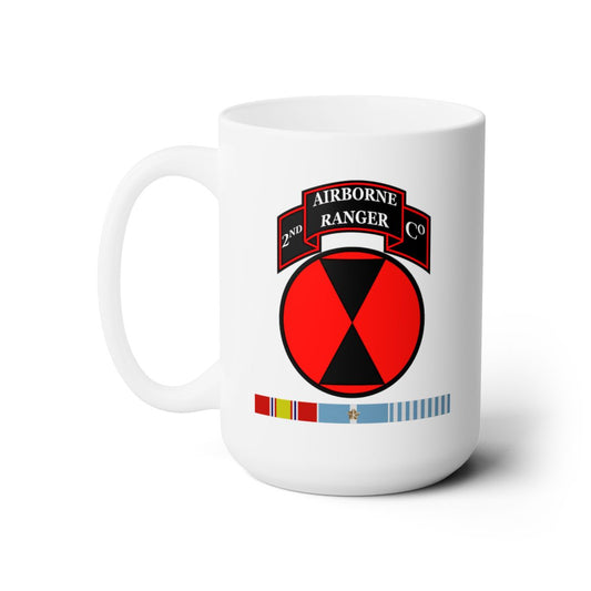 White Ceramic Mug 15oz - 2nd Ranger Infantry Co - 7th ID SSI w KOREA SVC X 300