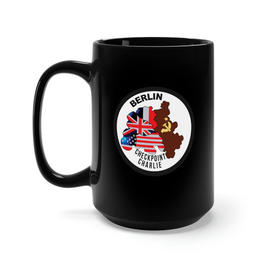 Black Mug 15oz - Berlin - Checkpoint Charlie - Round - Bright X 300
