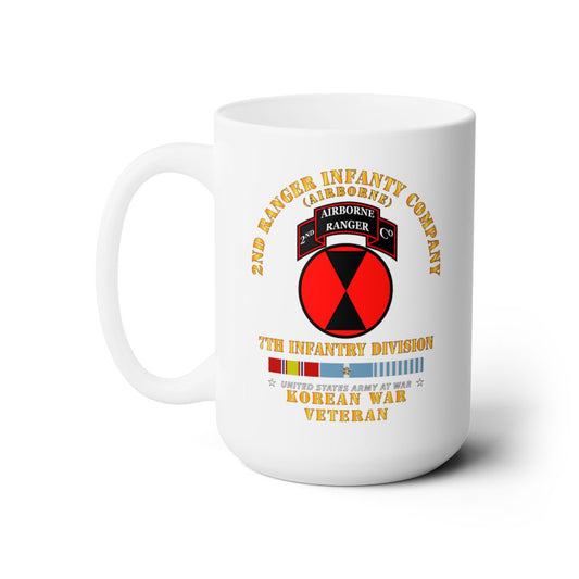 White Ceramic Mug 15oz - Army - 2nd Ranger Inf Company - 7th ID w KOREA SVC X 300
