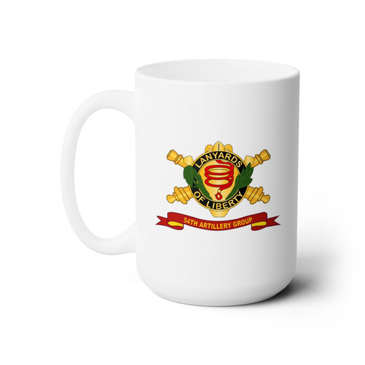 White Ceramic Mug 15oz - Army - 54th Artillery Group w Br - Ribbon