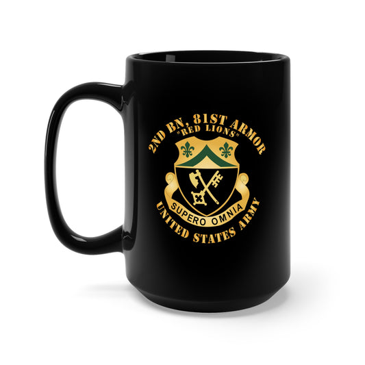 Black Mug 15oz - 2nd Bn, 81st Armor - Red Lions - DUI X 300