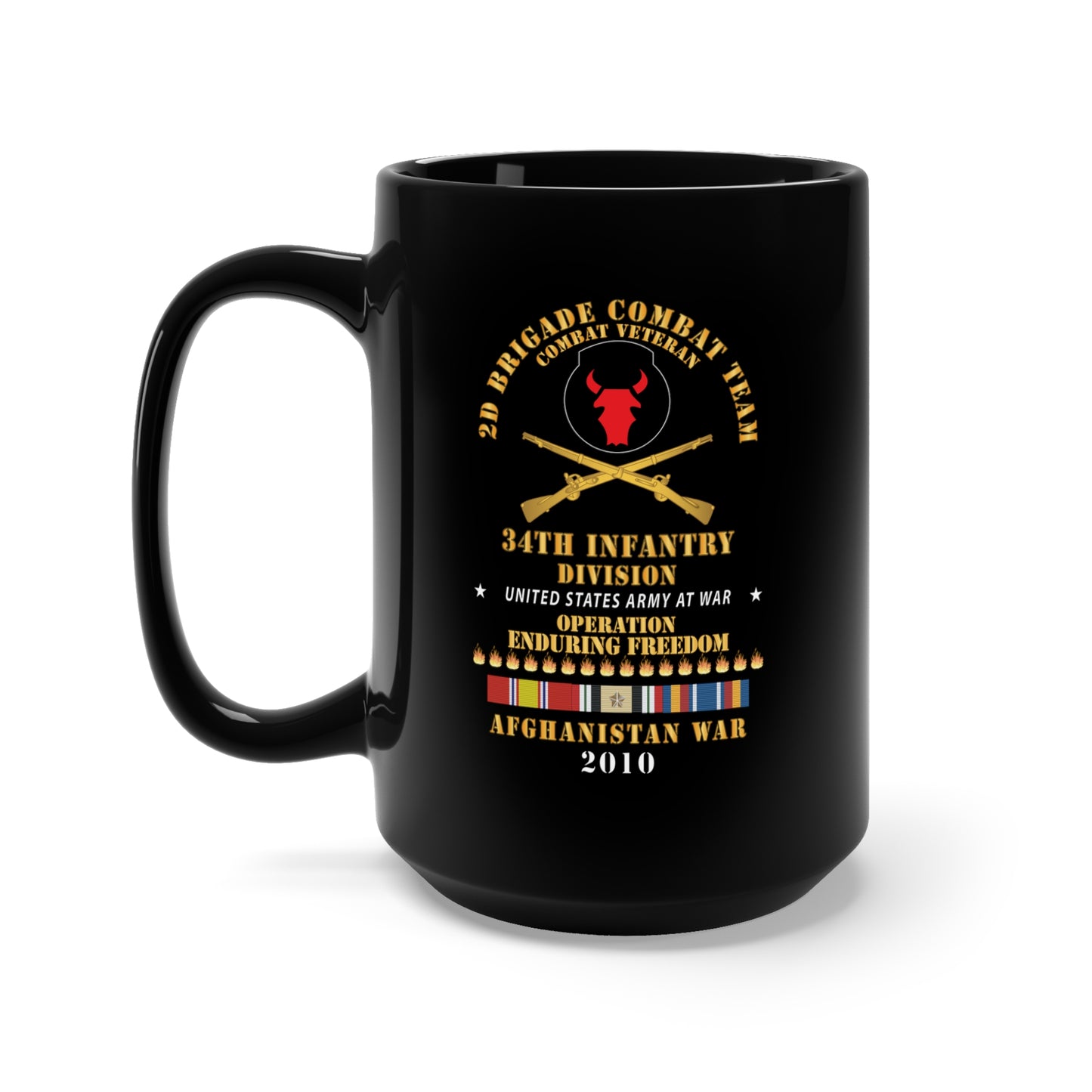 Black Mug 15oz - 2nd Brigade Combat Team, 34th ID - Enduring Freedom Combat Veteran x 300