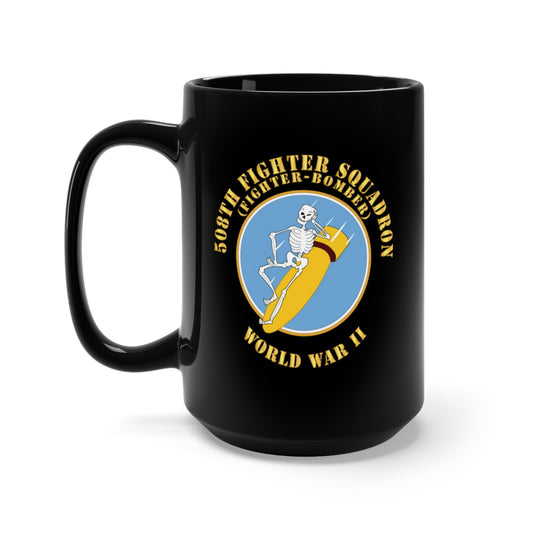 Black Mug 15oz - 508th Fighter Squadron (Fighter Bomber), World War II X 300