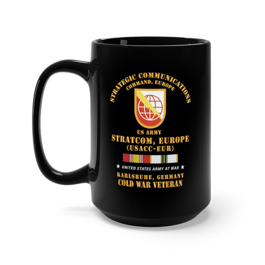 Black Mug 15oz - Army - SSI, USA STRATCOM, Eur, Karlsruhe, Germany w Cold Svc X 300