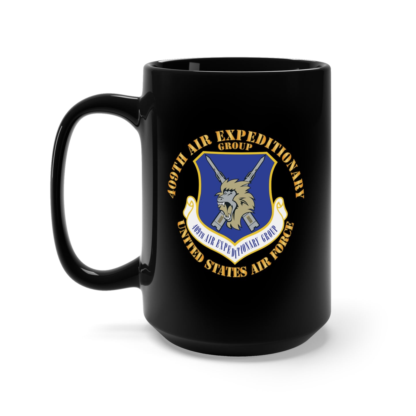 Black Mug 15oz - 409th Air Expeditionary Group w Txt X 300