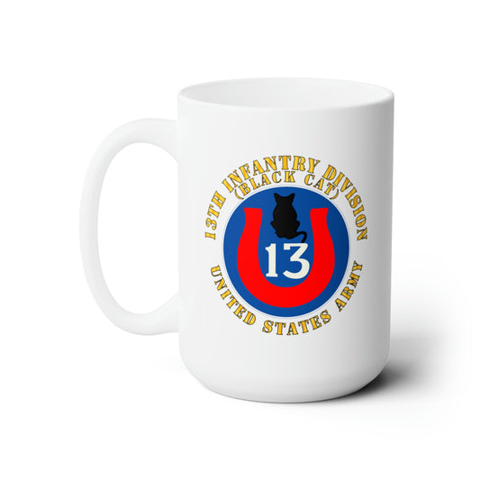 White Ceramic Mug 15oz - Army - 13th Infantry Division - Black Cat