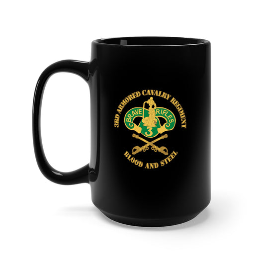 Black Mug 15oz - Army - 3rd Armored Cavalry Regiment DUI - Blood and Steel X 300
