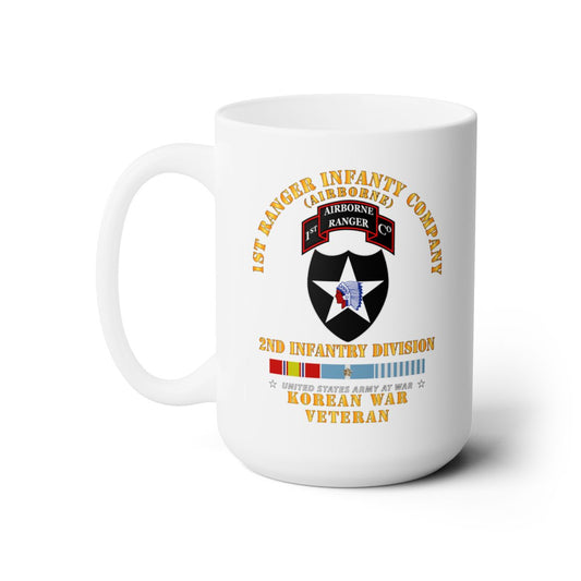 White Ceramic Mug 15oz - Army - 1st Ranger Inf Company - 2nd ID w KOREA SVC X 300